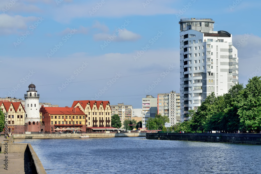 KALININGRAD, RUSSIA - MAY 25 2014: Fishing village - Cultural and ethnographic complex, tourist attraction of the city