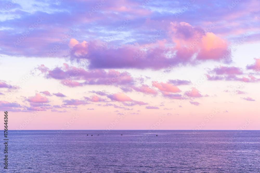 Pink sky seascape