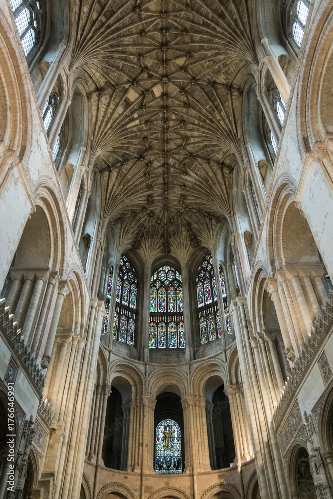 Ceiling view of Norwich Cathedral, UK
