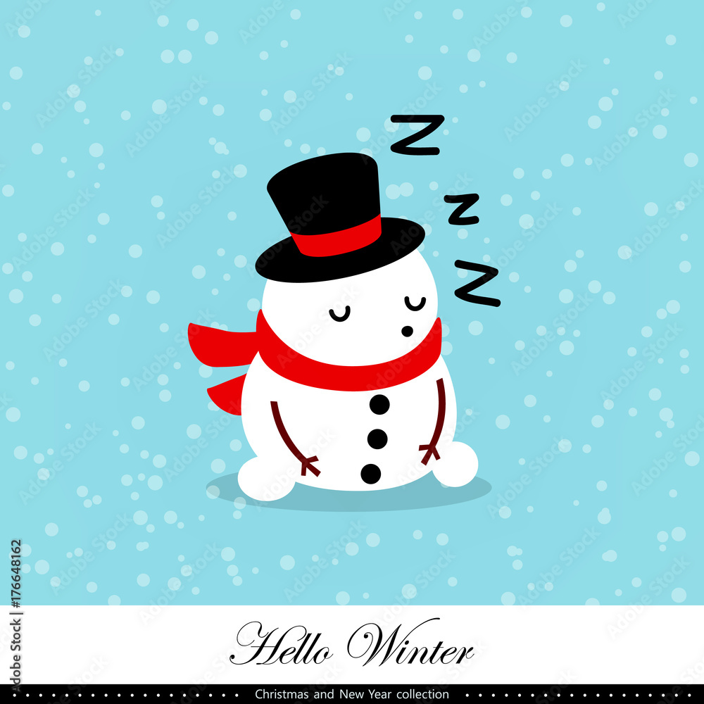 Obraz premium Playful snowman. Winter, Christmas and New Year illustration. Element of the collection. Vector illustration