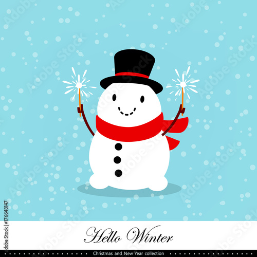 Playful snowman. Winter, Christmas and New Year illustration. Element of the collection. Vector illustration © SMSka