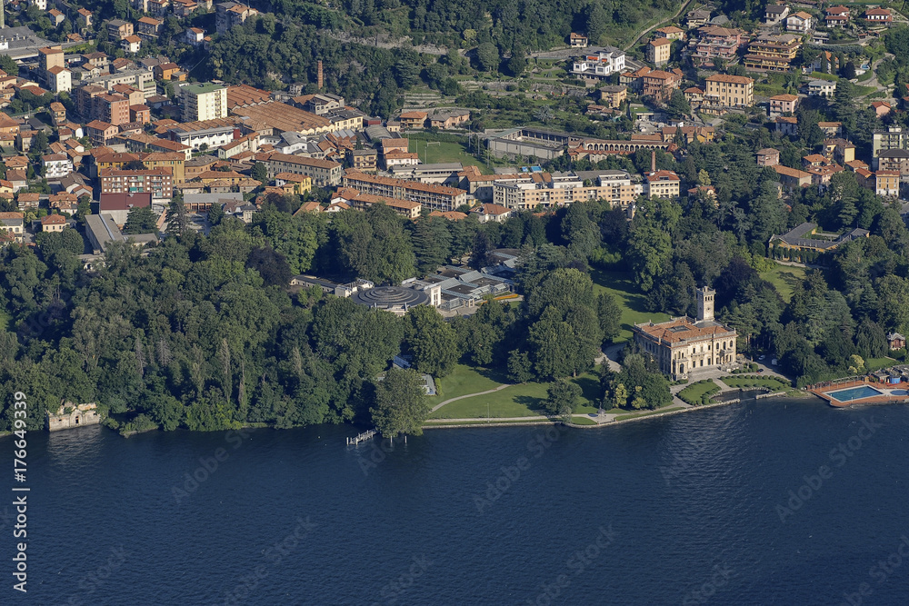 Lombardy, Lake Como; Cernobbio, Villa Erba from Brunate.