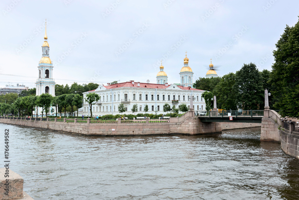 Николо- Богоявленский морской собор, вид с канала Грибоедова. Санкт- Петербург.  