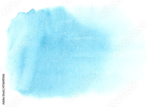 Soft blue watercolor. Light stain with aquarelle paint blotch.