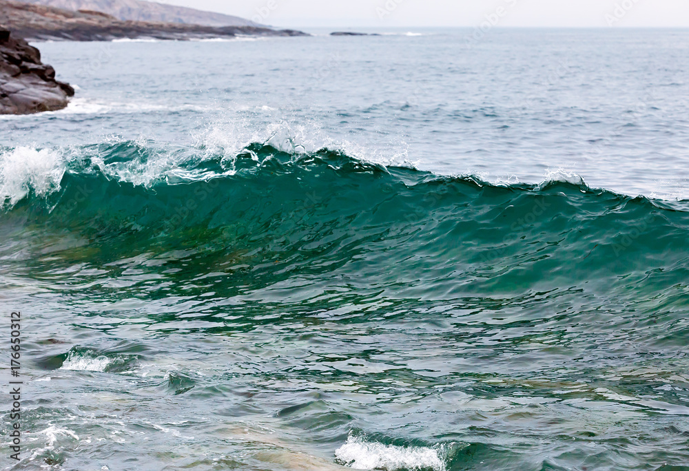 Fototapeta premium Storm wave on the coast of the Arctic. Barents sea, Russia.