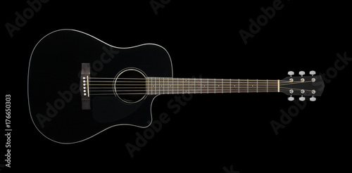 Musical instrument - Black acoustic guitar cutaway