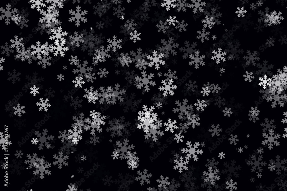 Copos de nieve blancos sobre fondo negro. Copos de nieve blancos sobre fondo negro.