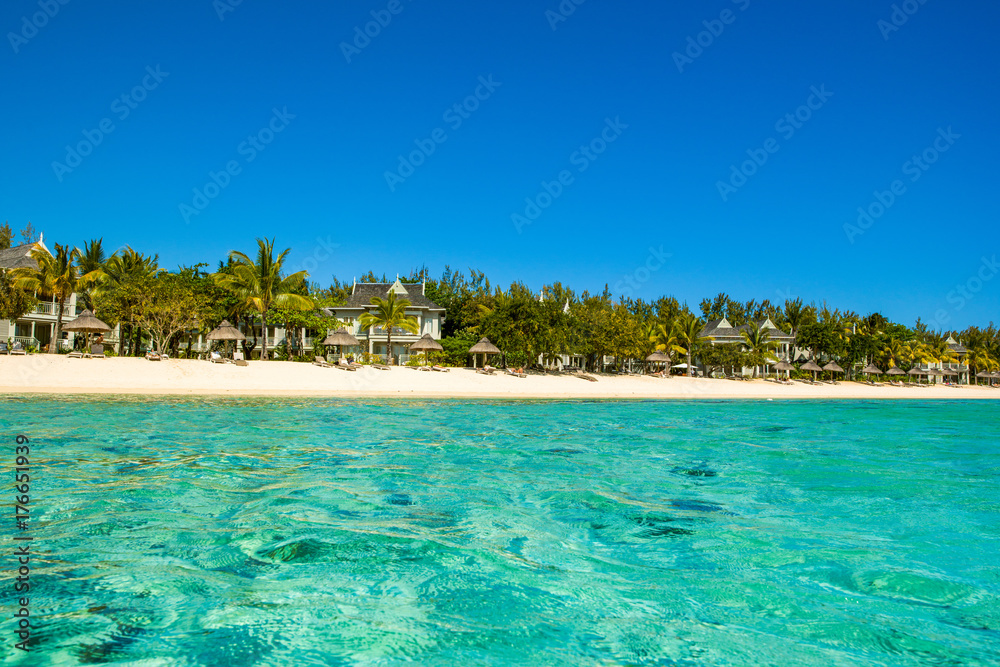 Obraz premium Landscape of tropical beach, Mauritius island
