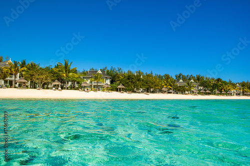 Landscape of tropical beach, Mauritius island