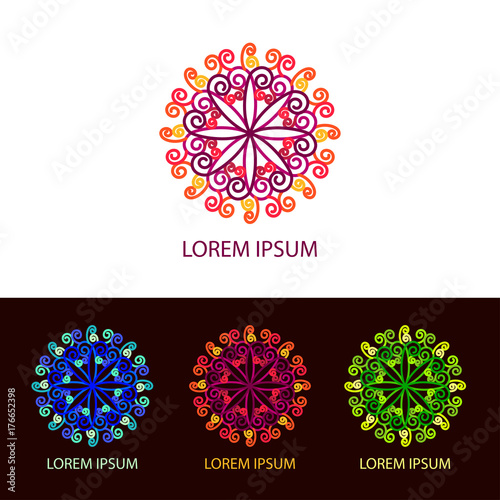 Psychedelic trans logo icon set.  Logo hypnosis