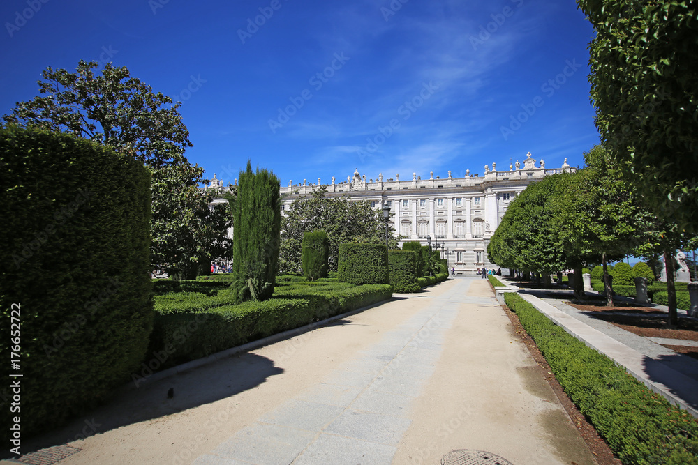 Royal Palace in Madrid in a beautiful spring day, Spain