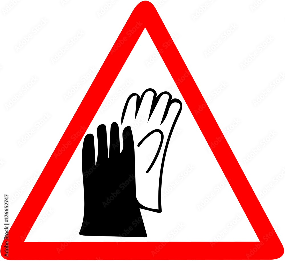Safety sign, wear gloves protection job security sign.Be sure to wear hand protector gloves