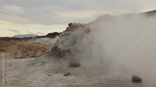 Steaming fumarole in Hverarond, Iceland photo