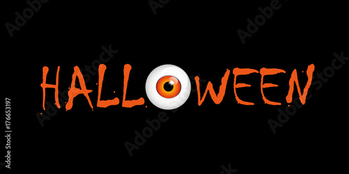 halloween schriftzug orange mit auge
