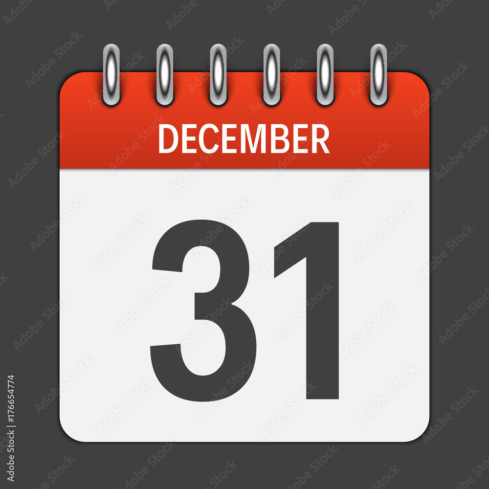 December 31 Calendar Daily Icon. Vector Illustration Emblem. Ele December 31 Calendar Daily Icon. Vector Illustration Emblem. Ele