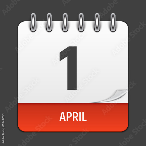 April 1 Calendar Daily Icon. Vector Illustration Emblem. Element of Design fo...