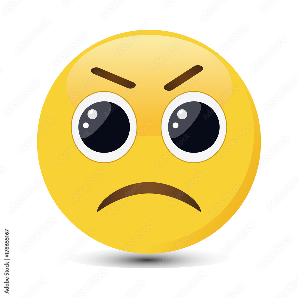 Fototapeta premium Angry emoticon in trandy flat style. Evil emoji vector illustration.