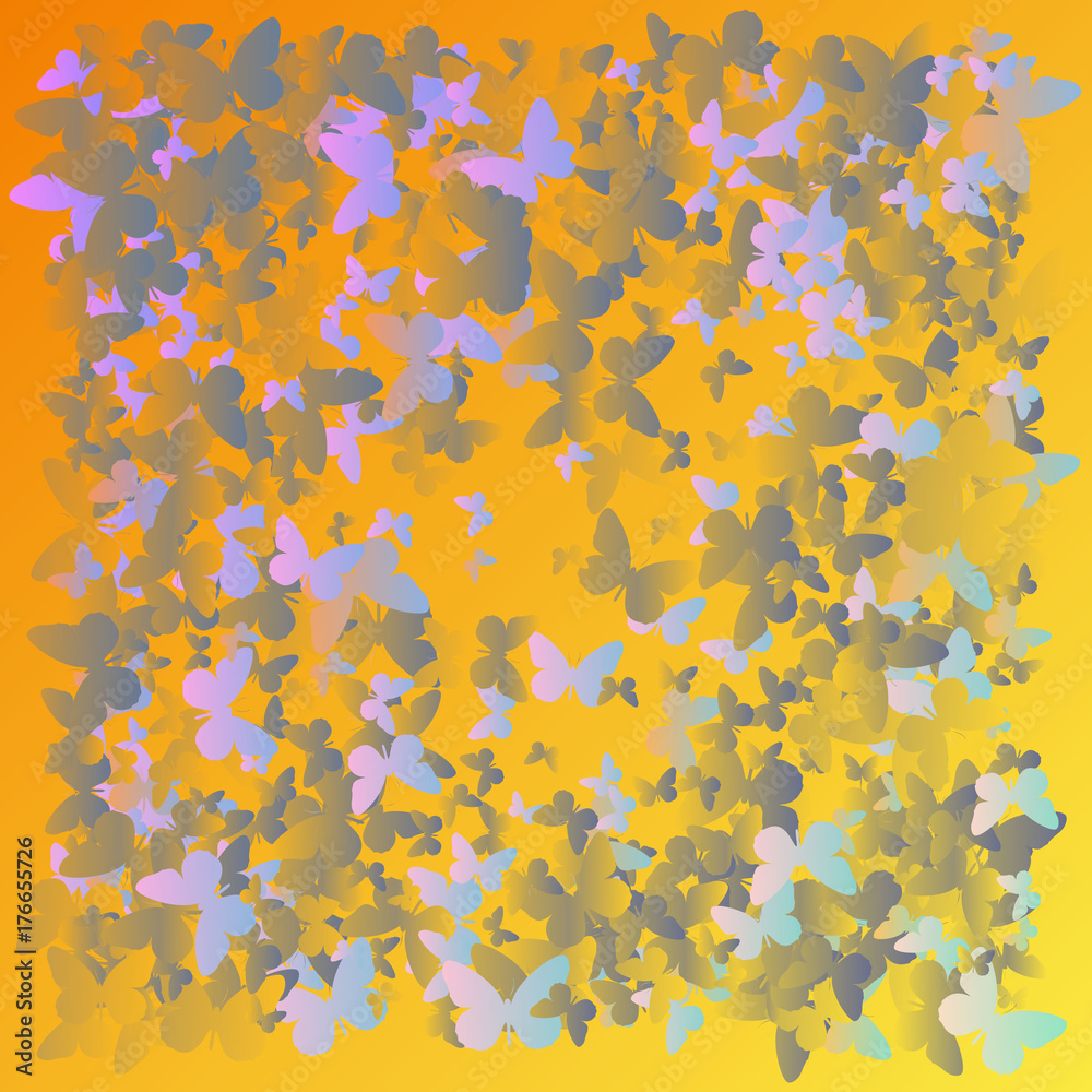 Background of butterflies. Abstract vector pattern of butterflies. Yellow, blue, purple Background of butterflies. Abstract vector pattern of butterflies. Yellow, blue, purple