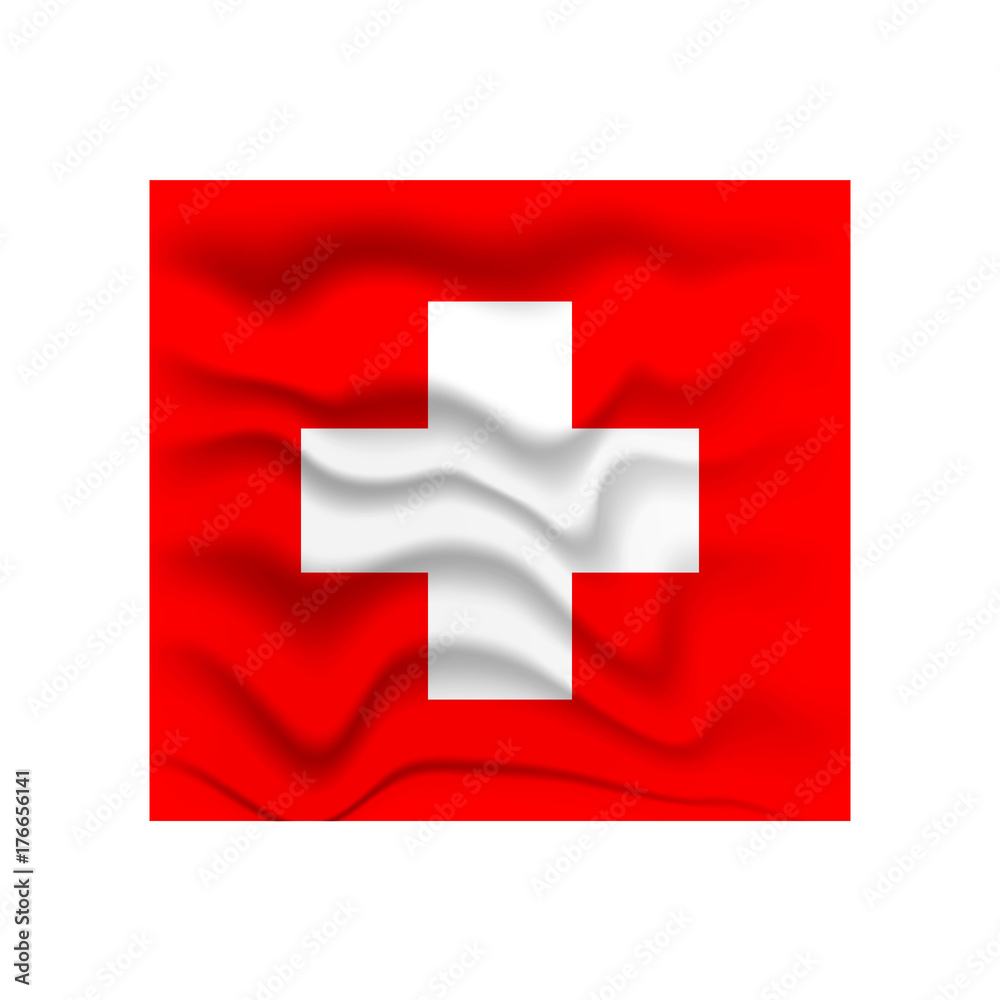 Obraz premium Switzerlend flag. Waving colorful Switzerlend lag vector illustration