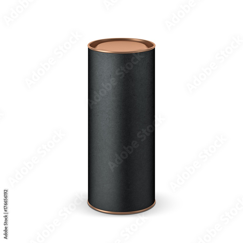 Kraft Black textured paper tube tin can packaging Mockup with copper lids, 3d rendering © customdesigner