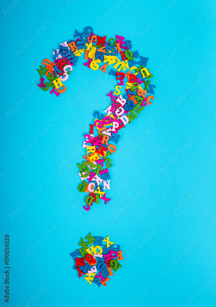 question mark of small multicolored letters question mark of small multicolored letters