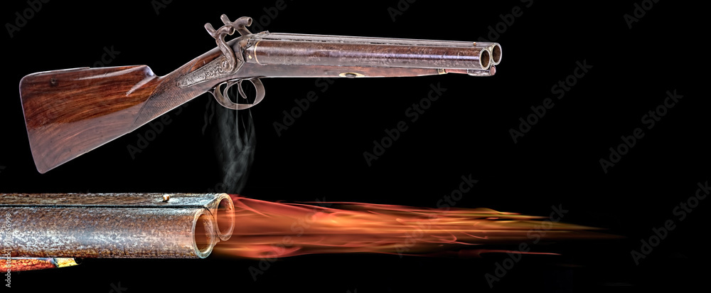 Antique Western Shotgun. - obrazy, fototapety, plakaty 