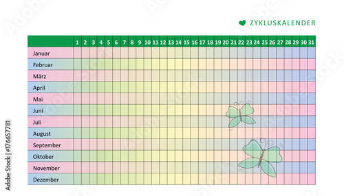 zykluskalender schmetterling in pastelltönen