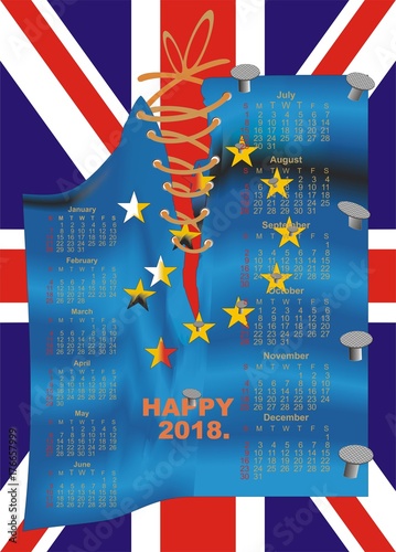 calendar 2018 european union EU flag 