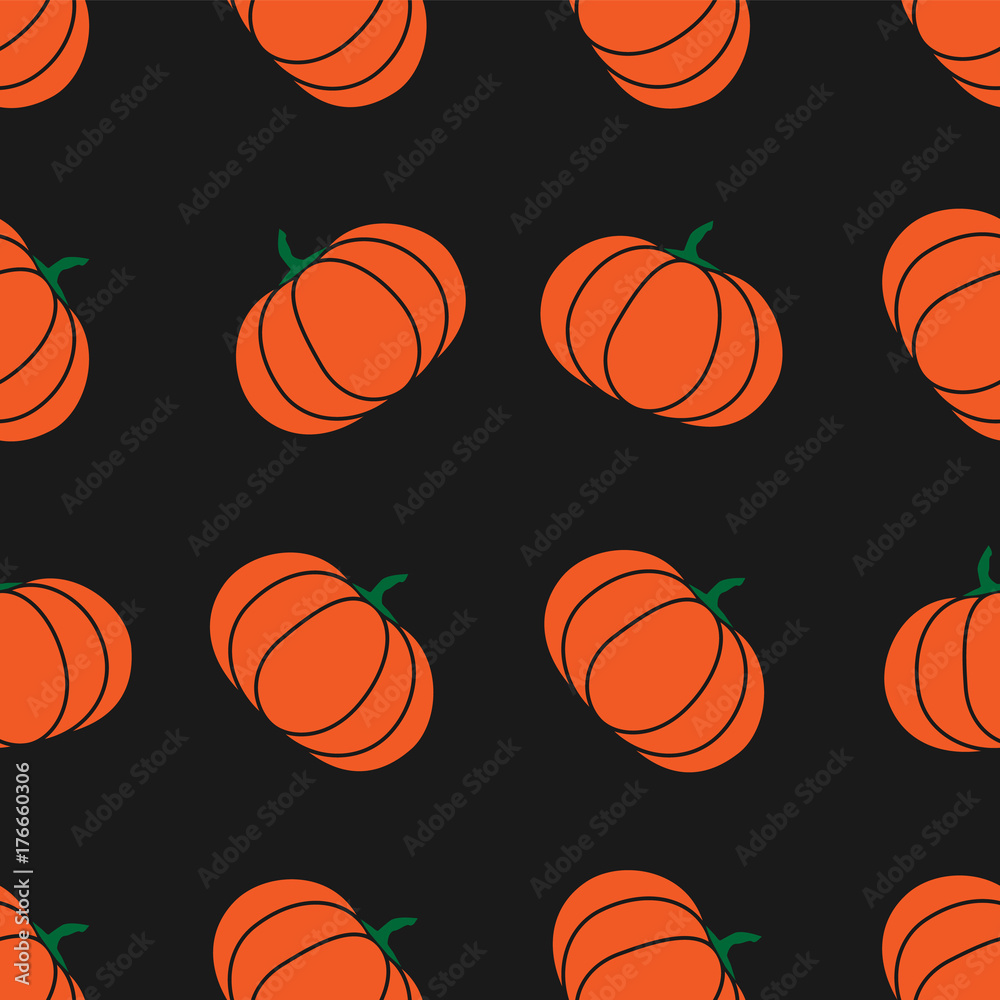Seamless halloween pattern with pumkin. Endless background texture for 31 october. Abstract autumn natural tiling pattern.