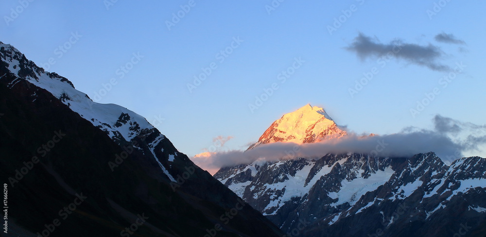 Mount Cook at sunset as seen from kea point