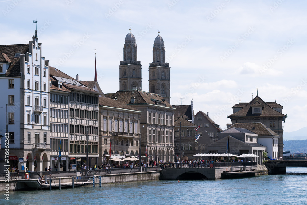Fototapeta premium View on the towers of Grossmünster Church
