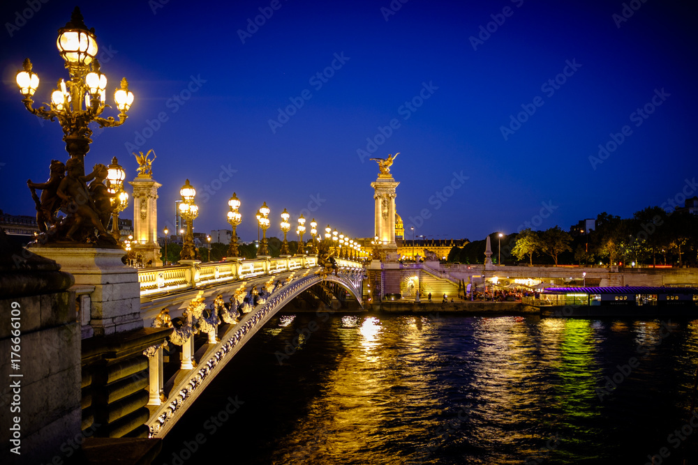 View of the Alexander III bridge, Paris, France