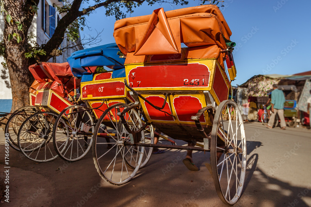 Rickshaws in the downtown of Toamasina