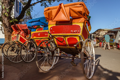 Rickshaws in the downtown of Toamasina