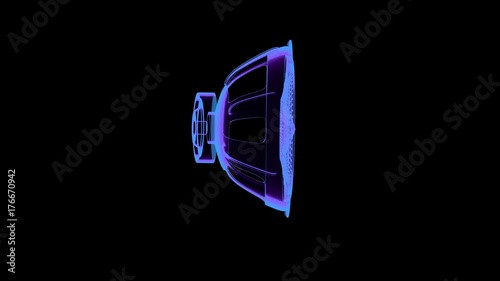 seamless vj musical motion loop - rotating neon speaker. 3D render