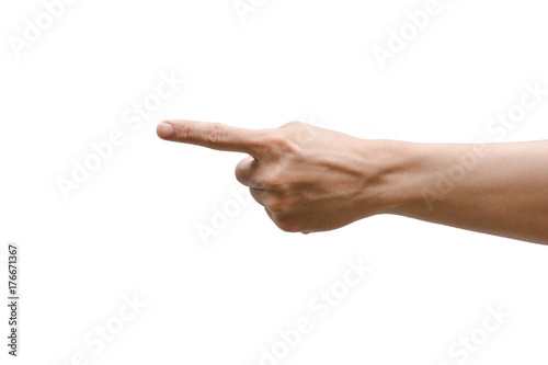 male hand pointing. Isolated on white background with clipping path.