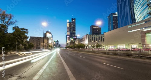 Evening traffic on aleja Jana Pawla II in Warsaw Time Lapse photo