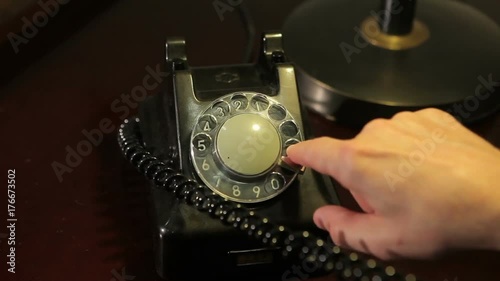 Man calling with vintage telephone