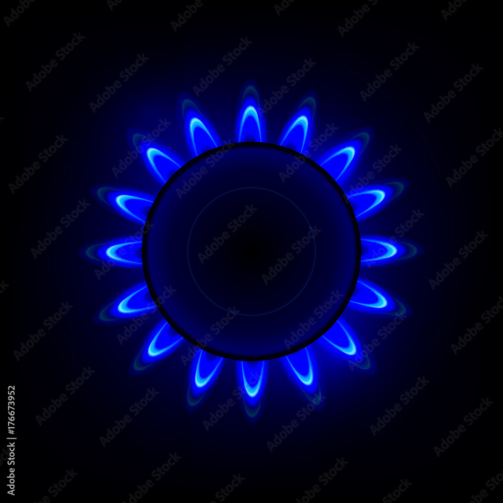 Gas flame with blue reflection. Vector background Gas flame with blue reflection. Vector background