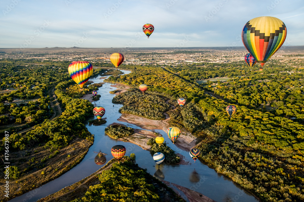 Hot Air Balloons over the Rio Grande Stock Photo | Adobe Stock