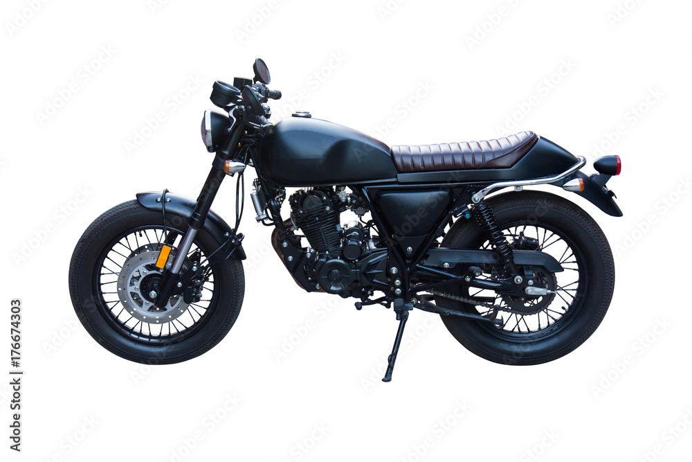 Black classic motorbike isolated on white. with clipping path. Vintage old  motorcycle. Stock Photo | Adobe Stock