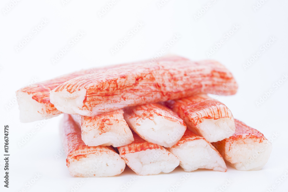 Red crab stick isolated on the white background. Red crab stick isolated on the white background.