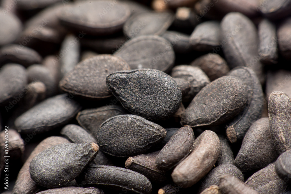 Close up Pile of black sesame seeds background Close up Pile of black sesame seeds background