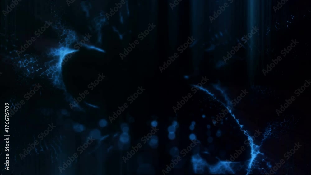 Flow of blue particles with blur effect