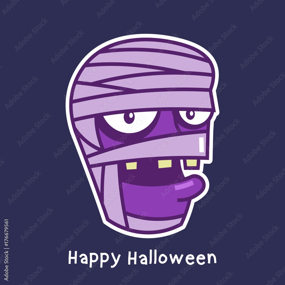 halloween card with mummy character avatar