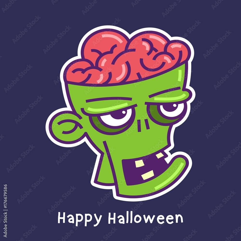 halloween card with zombie character avatar