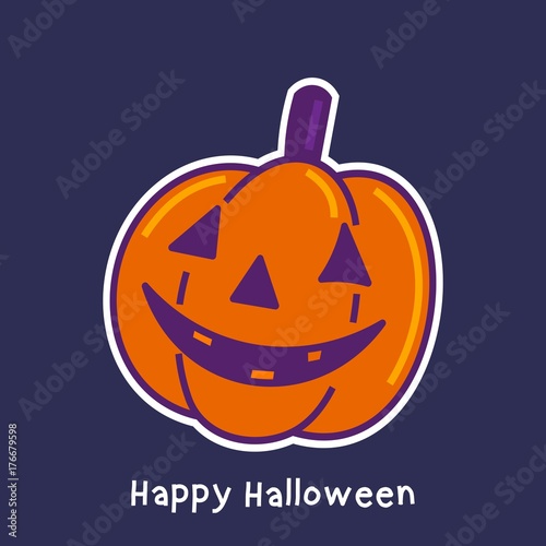 halloween card with pumpkin character avatar