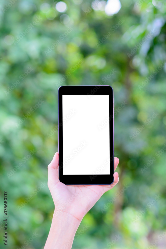 Hand holding modern smart phone with blank screen for text message or content. Hand holding modern smart phone with blank screen for text message or content.