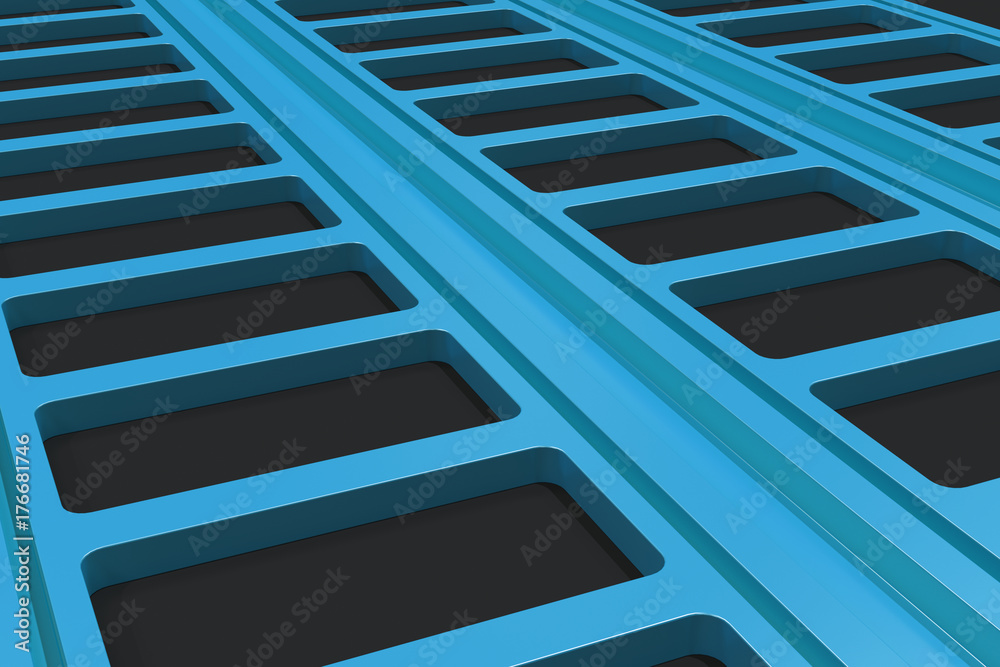 Fototapeta premium Black and blue architectural elements