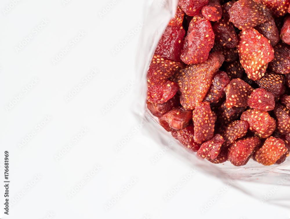 Closeup dried strawberry bake with honey Closeup dried strawberry bake with honey